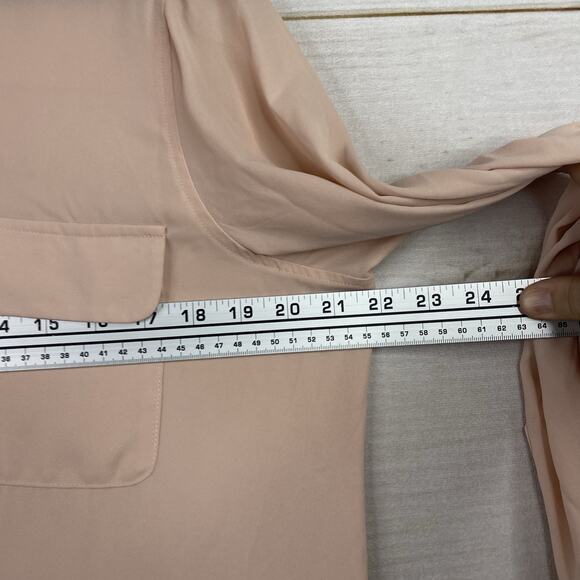 Who What Wear Womens Blouse Sz L Peachy Pink Button Up Flowy Long Sleeve Career - Picture 8 of 10